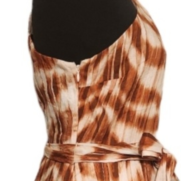 Banana Republic one-shoulder mini belted dress sz 4 hem 24" autumn orange - Picture 4 of 8